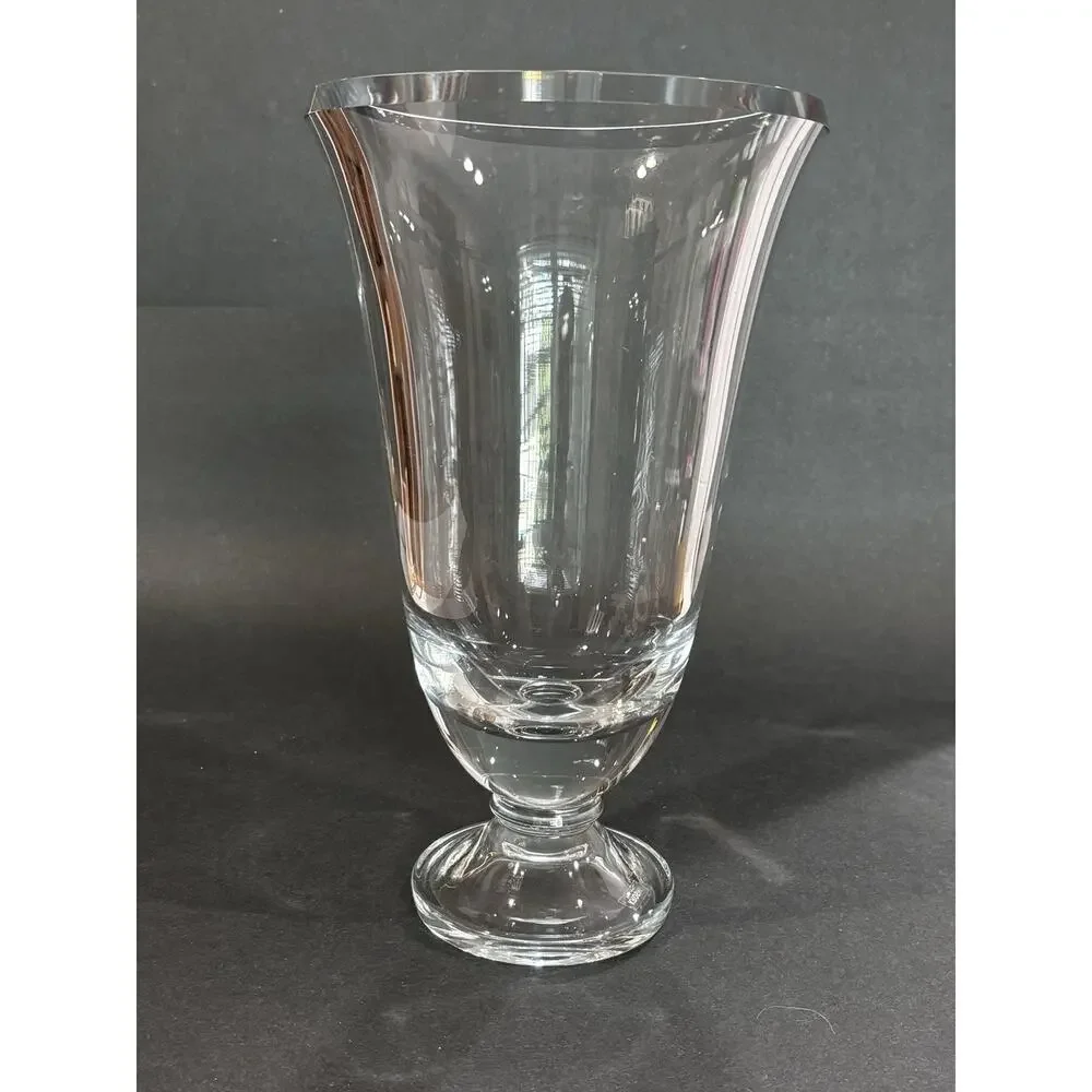 KROSNO Poland Heavy Clear Glass Pedestal Vase 11